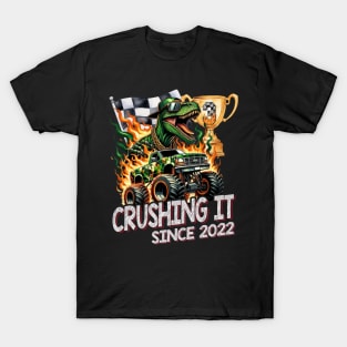 Birthday Monster Truck Dinosaur T-Rex 3rd Boy 3 Year Old T-Shirt